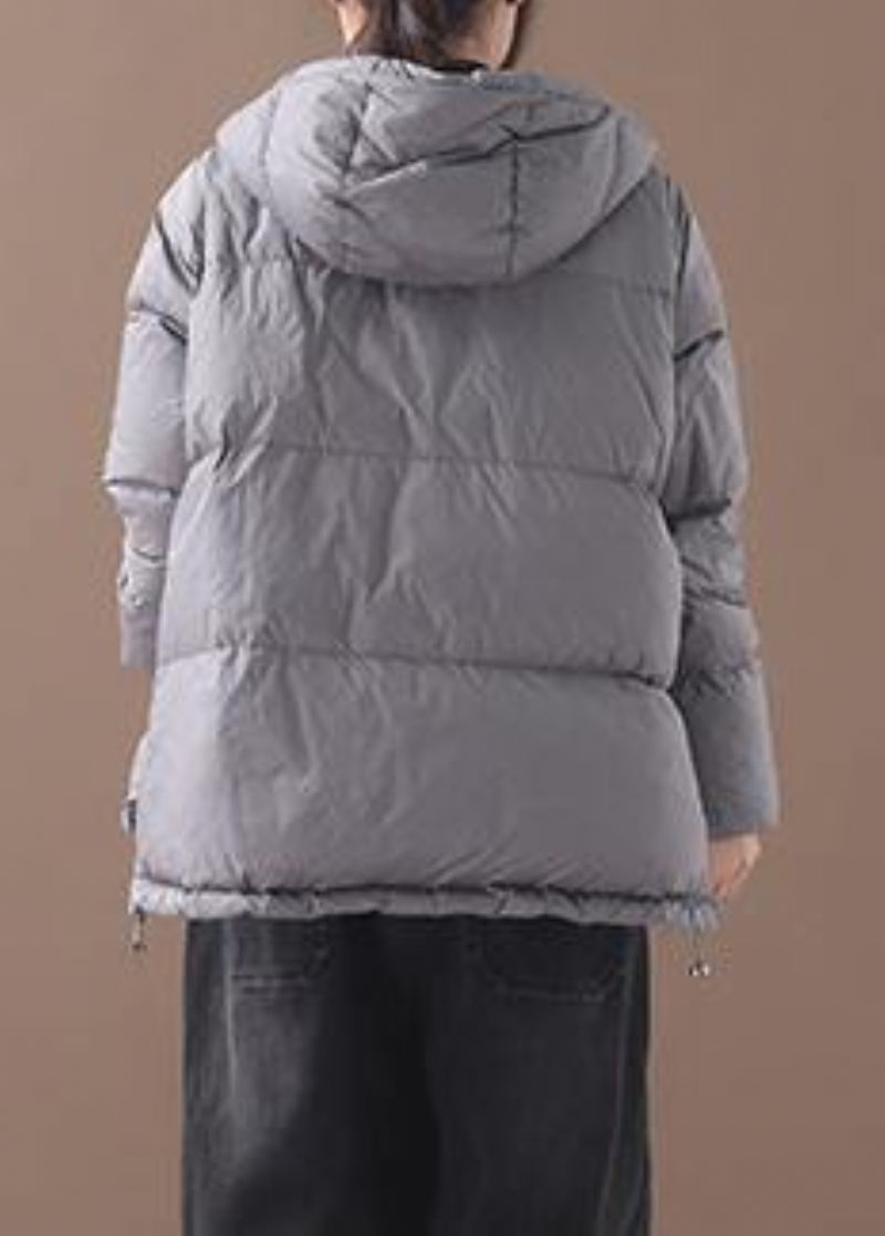 Manteau Chaud En Duvet De Canard Noir Grande Taille Vestes De Neige À Capuche Pardessus Épais Pour Femmes - Doudounes femmes