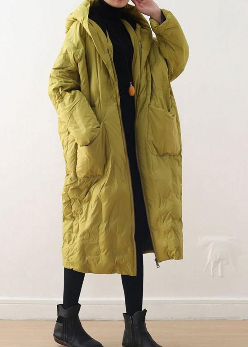 Manteau Chaud Surdimensionné Vert Noirâtre 2024 - Jaune