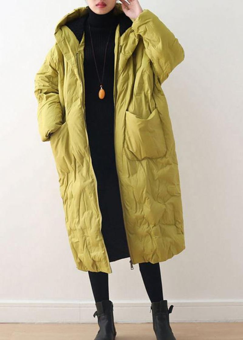 Manteau Chaud Surdimensionné Vert Noirâtre 2024 - Jaune