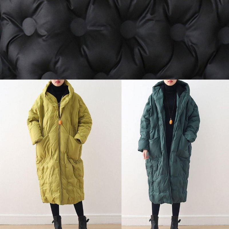 Manteau Chaud Surdimensionné Vert Noirâtre 2024 - Jaune