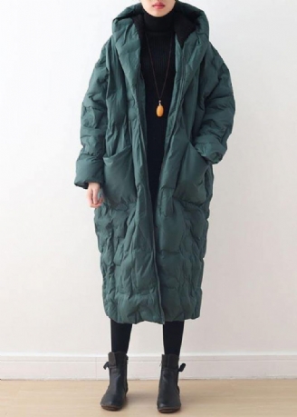 Manteau Chaud Vert Noirâtre Pardessus Rétro Littéraire Design Original 2024