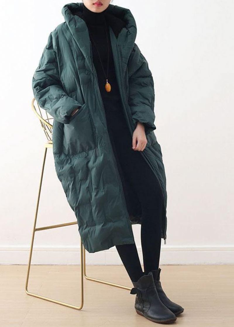 Manteau Chaud Vert Noirâtre Pardessus Rétro Littéraire Design Original 2024 - Jaune