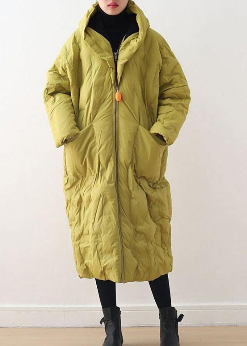 Manteau Chaud Vert Noirâtre Pardessus Rétro Littéraire Design Original 2024 - Jaune