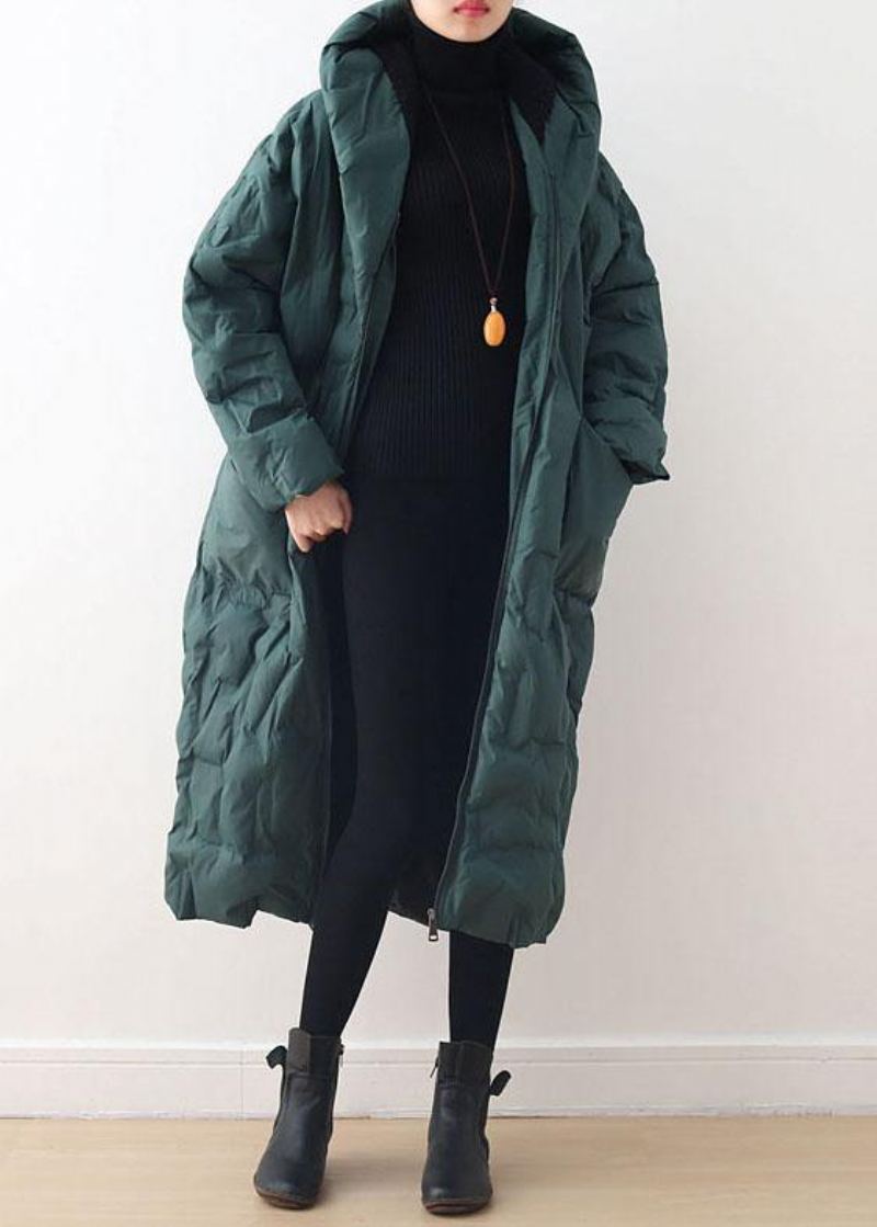 Manteau Chaud Vert Noirâtre Pardessus Rétro Littéraire Design Original 2024 - Jaune