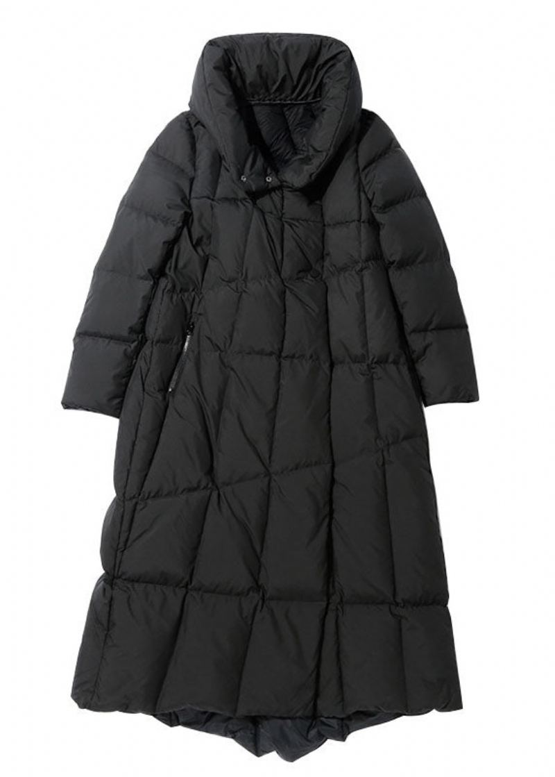 Manteau À Col Roulé Noir Asymétrique Mode Hiver En Duvet De Canard Diy - Doudounes femmes