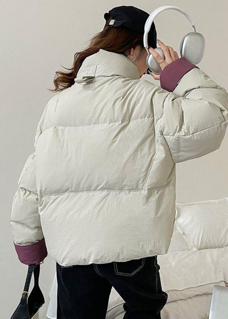 Manteau Court En Duvet De Canard Blanc Avec Fermeture Éclair Et Col Montant Pour L'hiver - Doudounes femmes