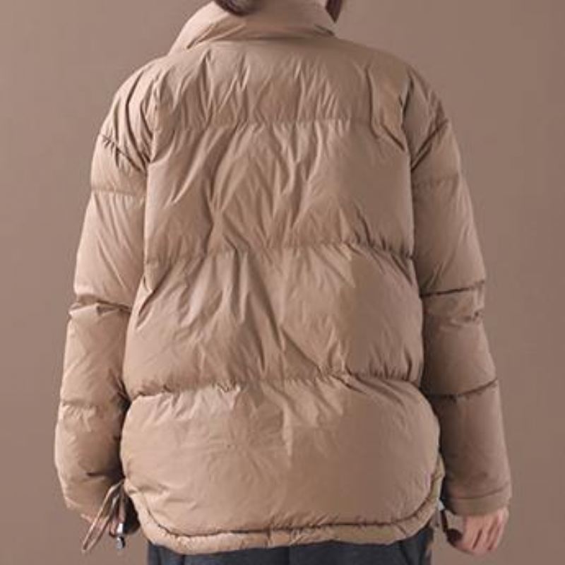 Manteau Décontracté En Duvet D'oie Chocolat Doudoune Tendance Col Montant Cordon De Serrage Nouveau Pardessus - Doudounes femmes