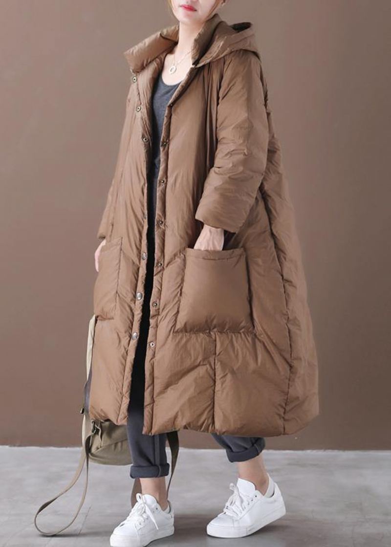 Manteau Décontracté En Duvet D'oie Chocolat Vêtements Grande Taille Vestes De Neige À Capuche Manteaux De Qualité Boutonnés