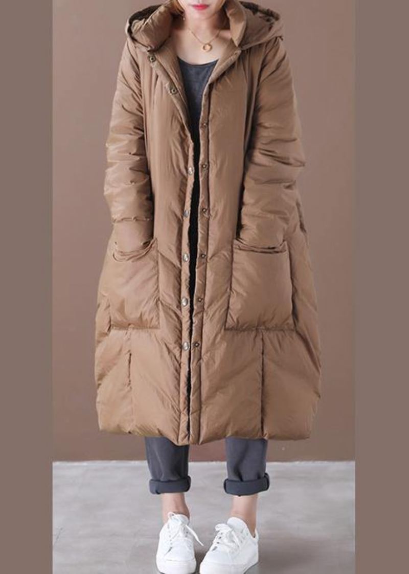 Manteau Décontracté En Duvet D'oie Chocolat Vêtements Grande Taille Vestes De Neige À Capuche Manteaux De Qualité Boutonnés - Doudounes femmes