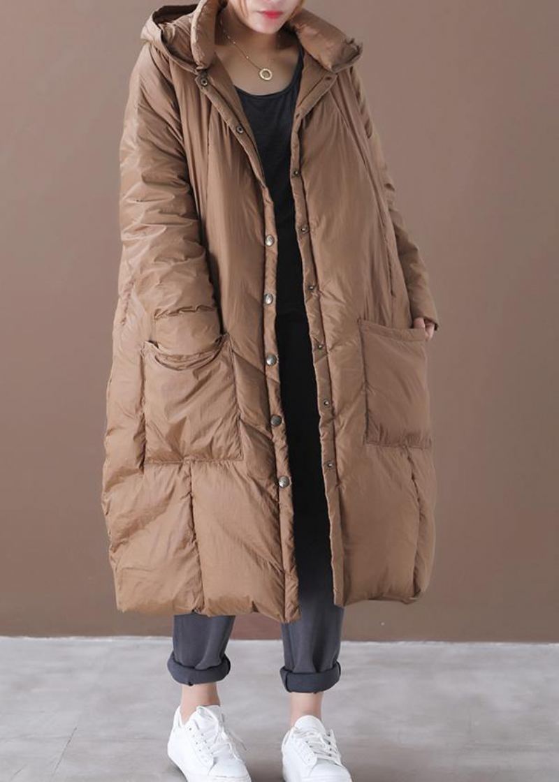 Manteau Décontracté En Duvet D'oie Chocolat Vêtements Grande Taille Vestes De Neige À Capuche Manteaux De Qualité Boutonnés - Doudounes femmes