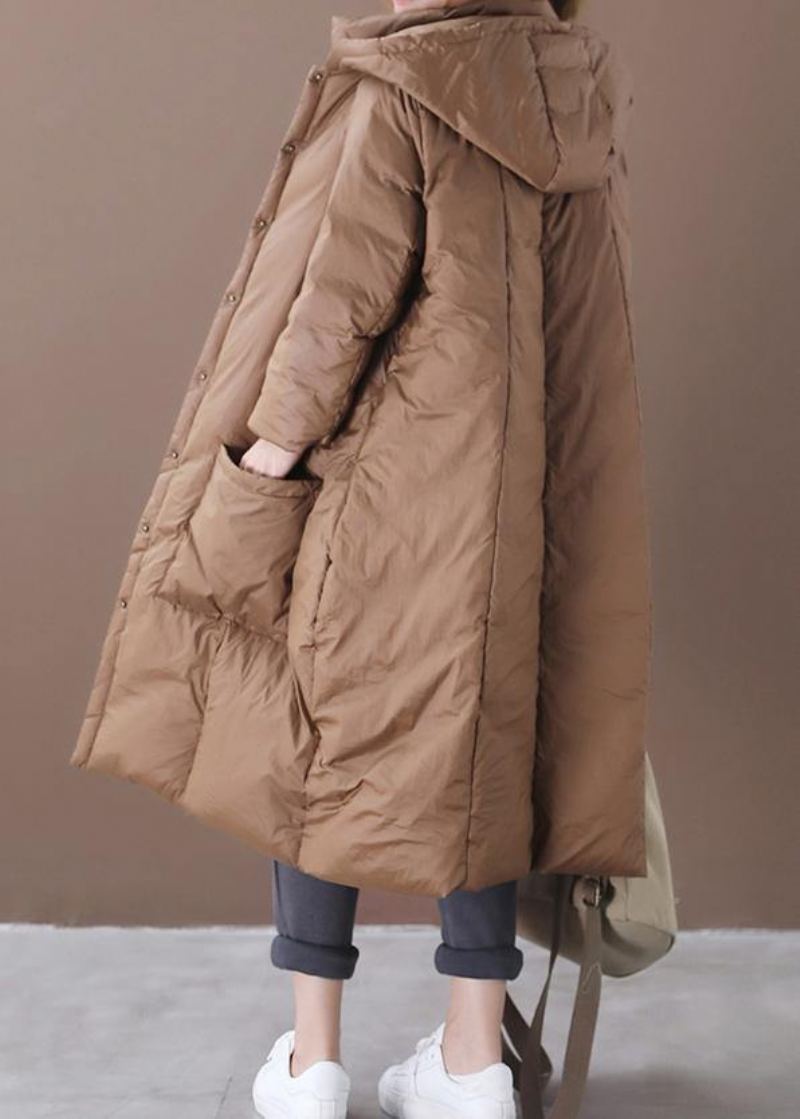 Manteau Décontracté En Duvet D'oie Chocolat Vêtements Grande Taille Vestes De Neige À Capuche Manteaux De Qualité Boutonnés - Doudounes femmes