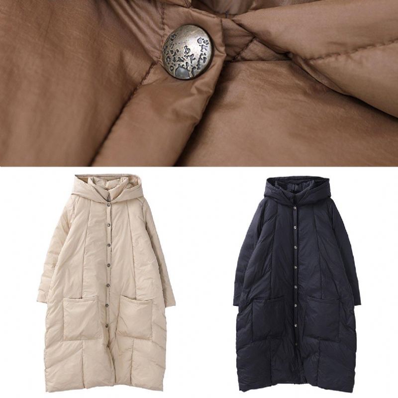 Manteau Décontracté En Duvet D'oie Chocolat Vêtements Grande Taille Vestes De Neige À Capuche Manteaux De Qualité Boutonnés - Doudounes femmes