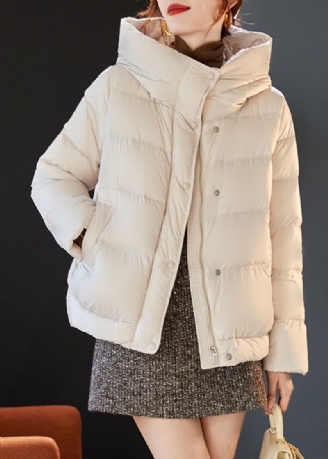 Manteau Doudoune Élégant En Duvet De Canard À Capuche Beige Pour L'hiver