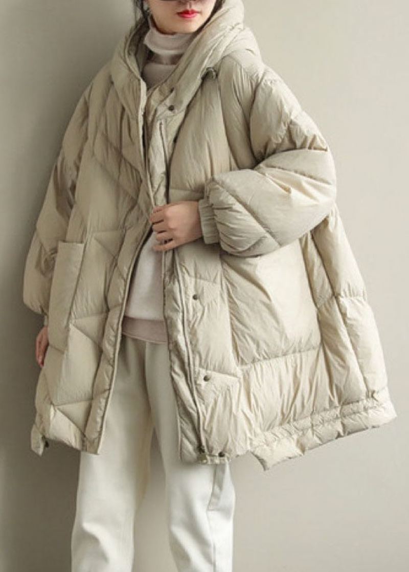 Manteau En Duvet De Canard Beige À Col Montant Et Chaud Pour L'hiver - Beige