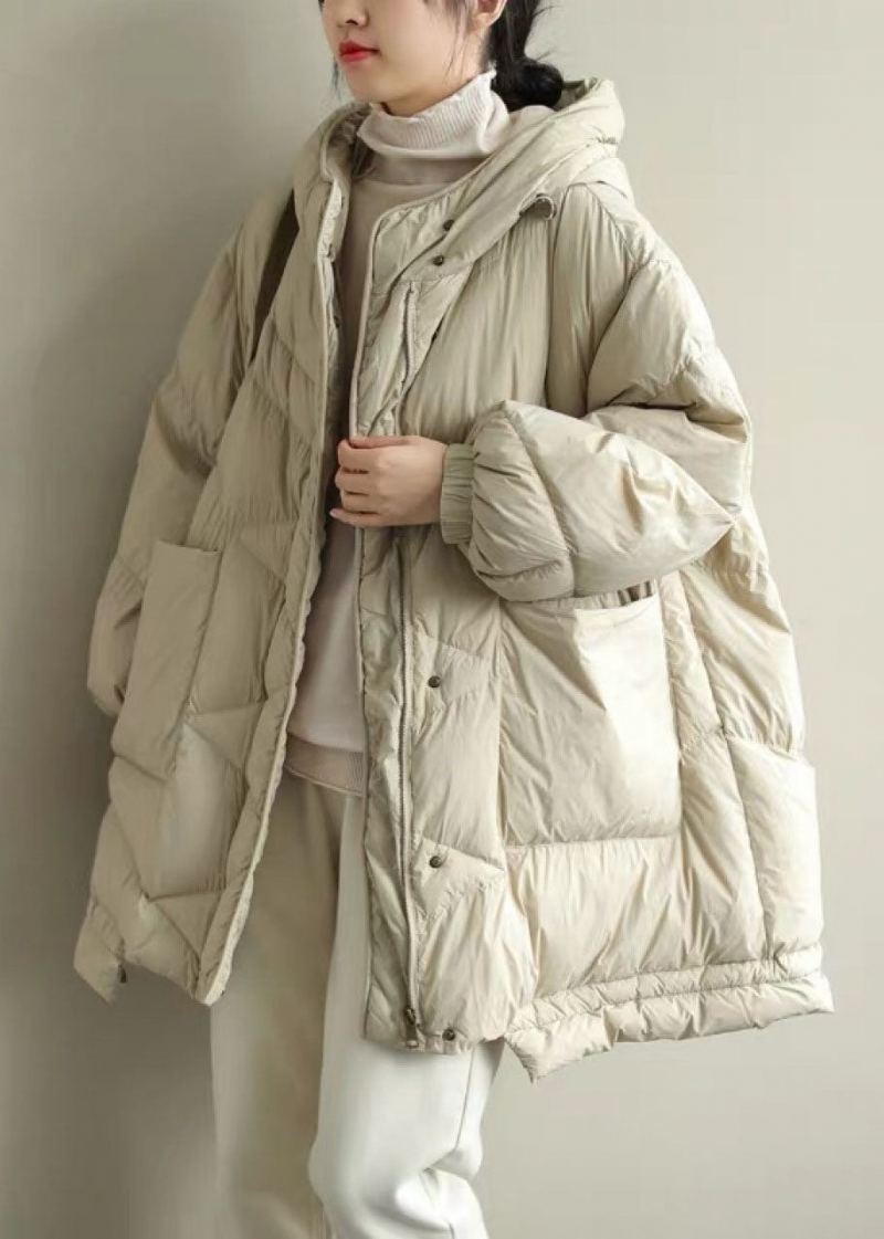 Manteau En Duvet De Canard Beige À Col Montant Et Chaud Pour L'hiver - Beige