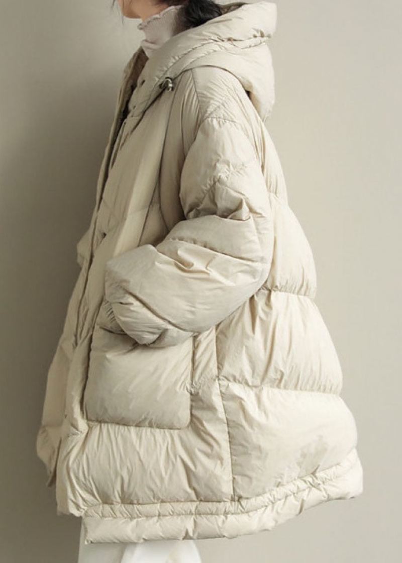 Manteau En Duvet De Canard Beige À Col Montant Et Chaud Pour L'hiver - Beige