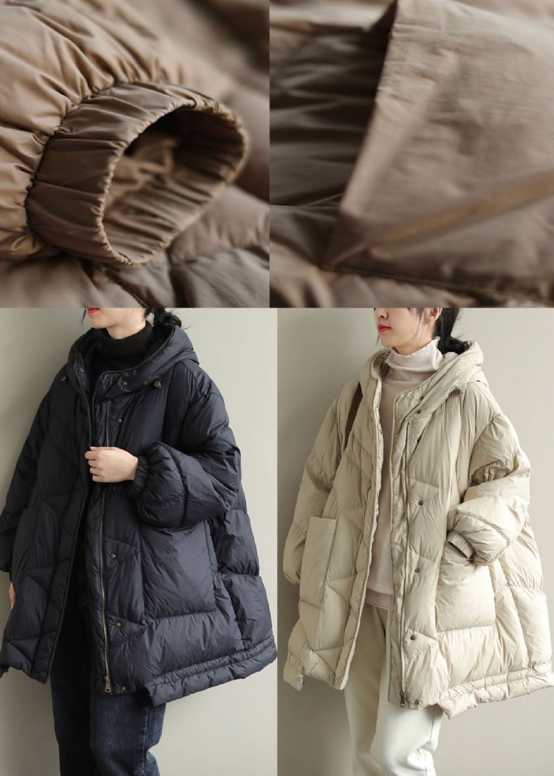 Manteau En Duvet De Canard Beige À Col Montant Et Chaud Pour L'hiver - Beige