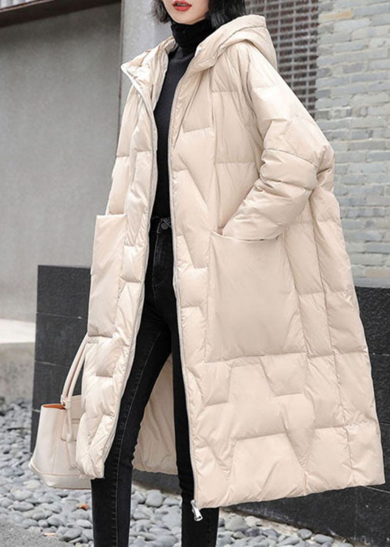 Manteau En Duvet De Canard Chaud Beige Zip Up Winter