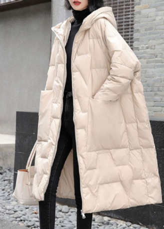 Manteau En Duvet De Canard Chaud Beige Zip Up Winter