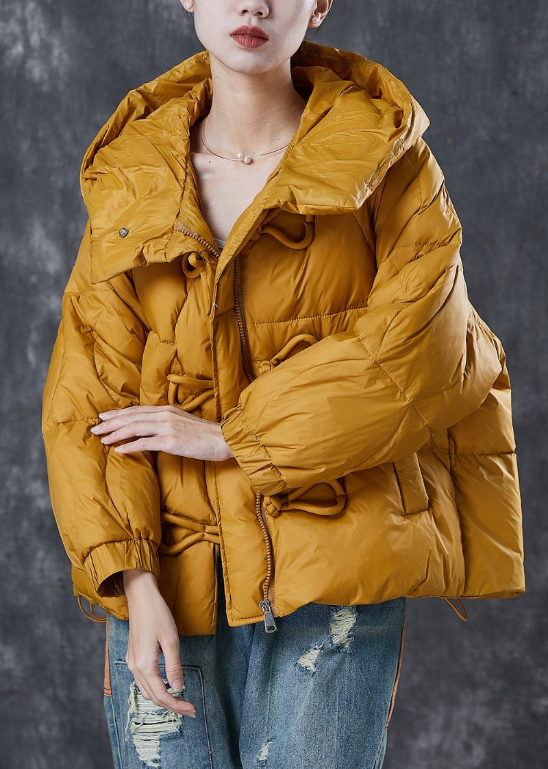 Manteau En Duvet De Canard Chaud Jaune Bouton Chinois Hiver