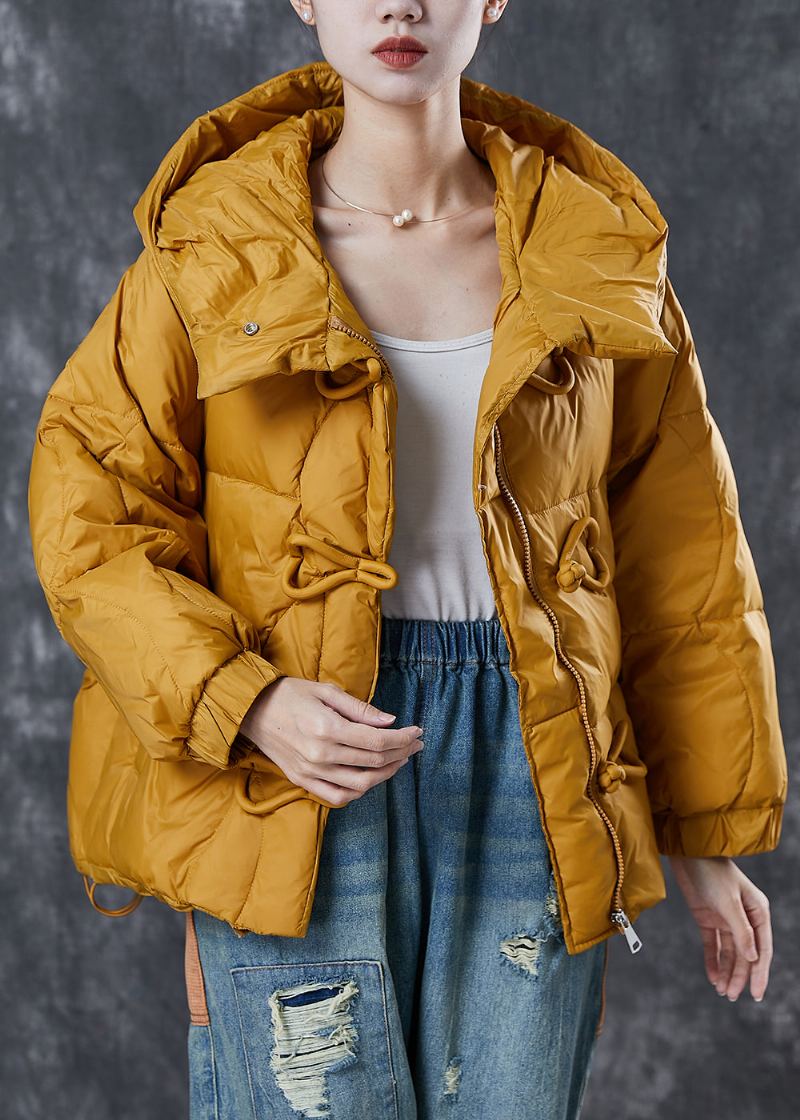 Manteau En Duvet De Canard Chaud Jaune Bouton Chinois Hiver - Doudounes femmes