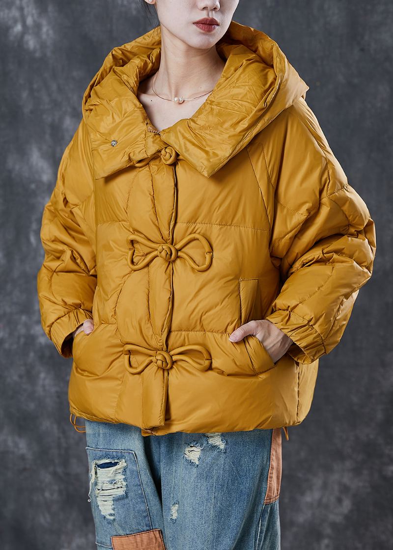 Manteau En Duvet De Canard Chaud Jaune Bouton Chinois Hiver - Doudounes femmes