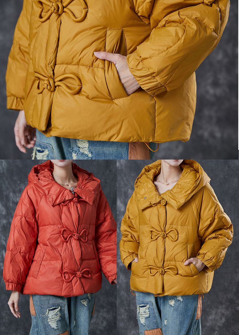 Manteau En Duvet De Canard Chaud Jaune Bouton Chinois Hiver - Doudounes femmes