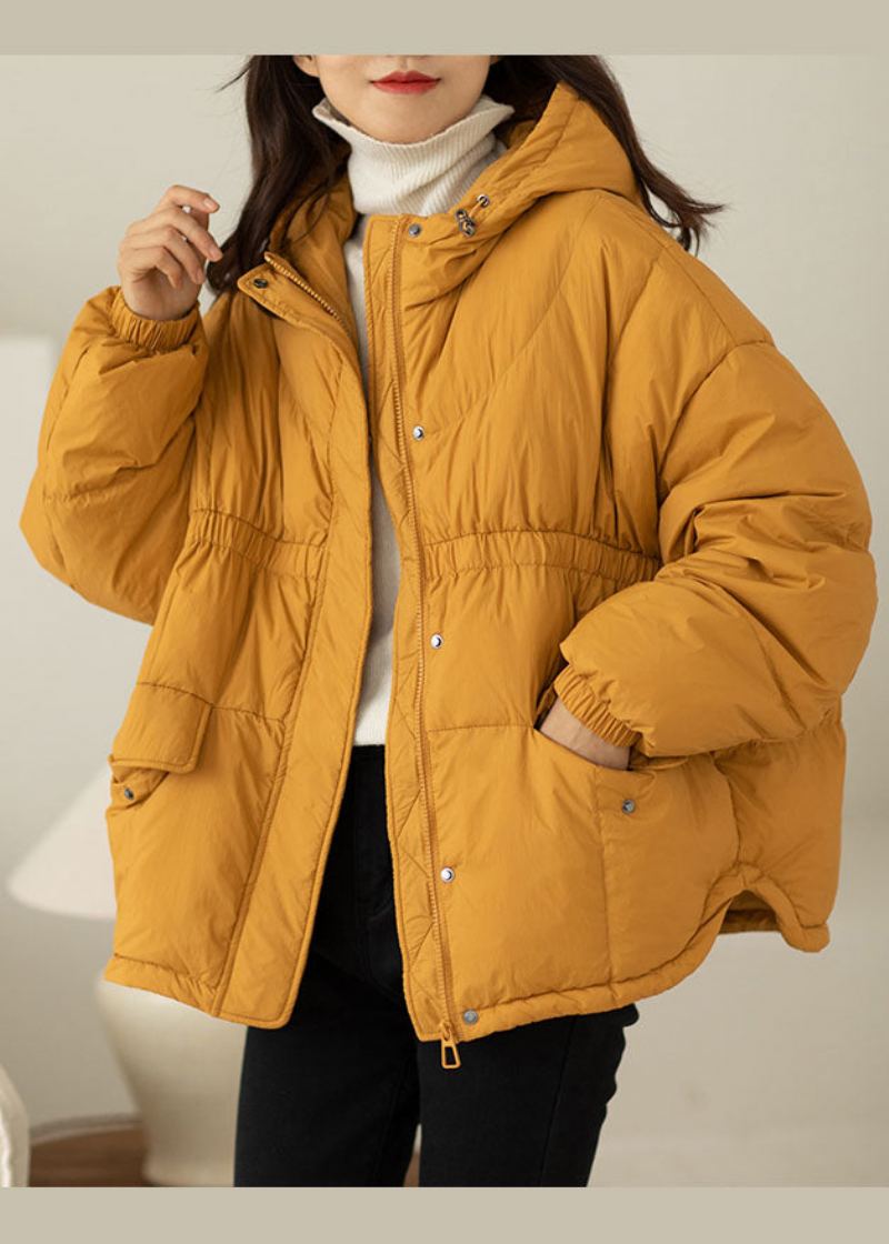 Manteau En Duvet De Canard Chaud Jaune À Capuche Hiver - Vert