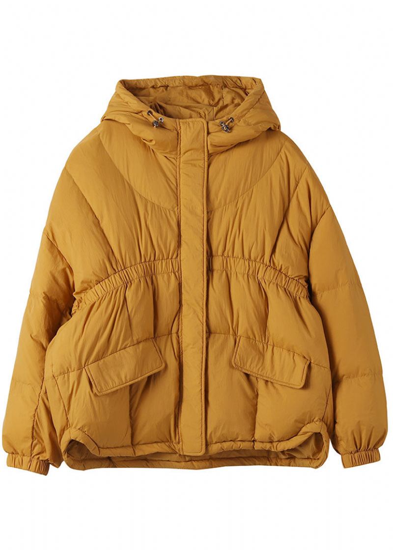 Manteau En Duvet De Canard Chaud Jaune À Capuche Hiver - Vert