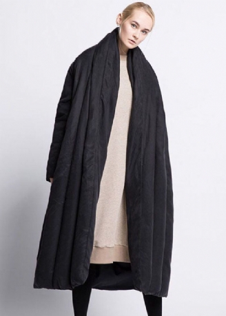 Manteau En Duvet De Canard Épais Et Ample Avec Poches À Nœud Noir Style Boho