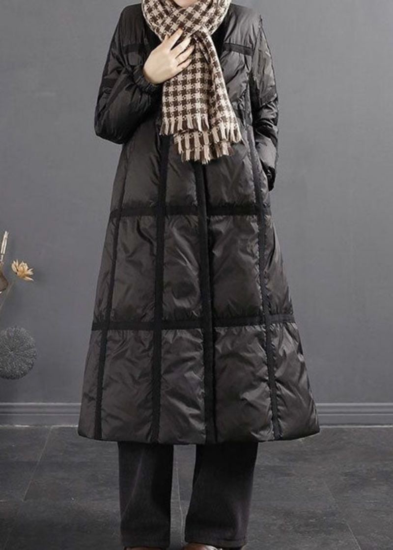 Manteau En Duvet De Canard Épais Noir Patchwork Surdimensionné Solide Hiver - Doudounes femmes