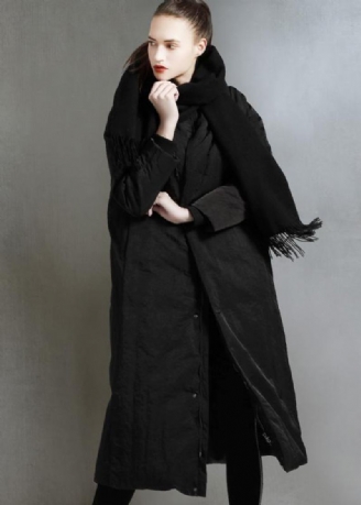 Manteau En Duvet De Canard Noir Décontracté Grande Taille Parka Zippée Pour Femmes Sauvages Manteaux