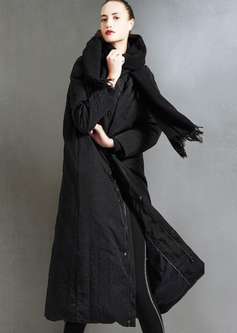 Manteau En Duvet De Canard Noir Décontracté Grande Taille Parka Zippée Pour Femmes Sauvages Manteaux - Doudounes femmes