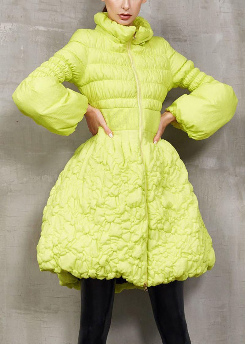 Manteau En Duvet De Canard Vert Fluo Avec Poches Col Montant Hiver