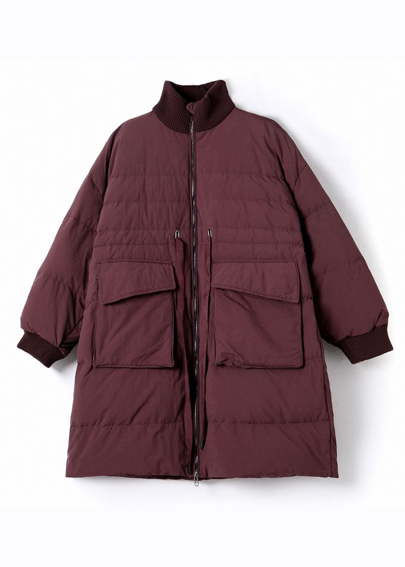 Manteau En Duvet De Canard Violet Décontracté Avec Fermeture Éclair Et Col Montant Pour L'hiver - Doudounes femmes