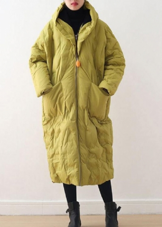 Manteau En Duvet Jaune Chaud Pardessus Rétro Littéraire Design Original 2024