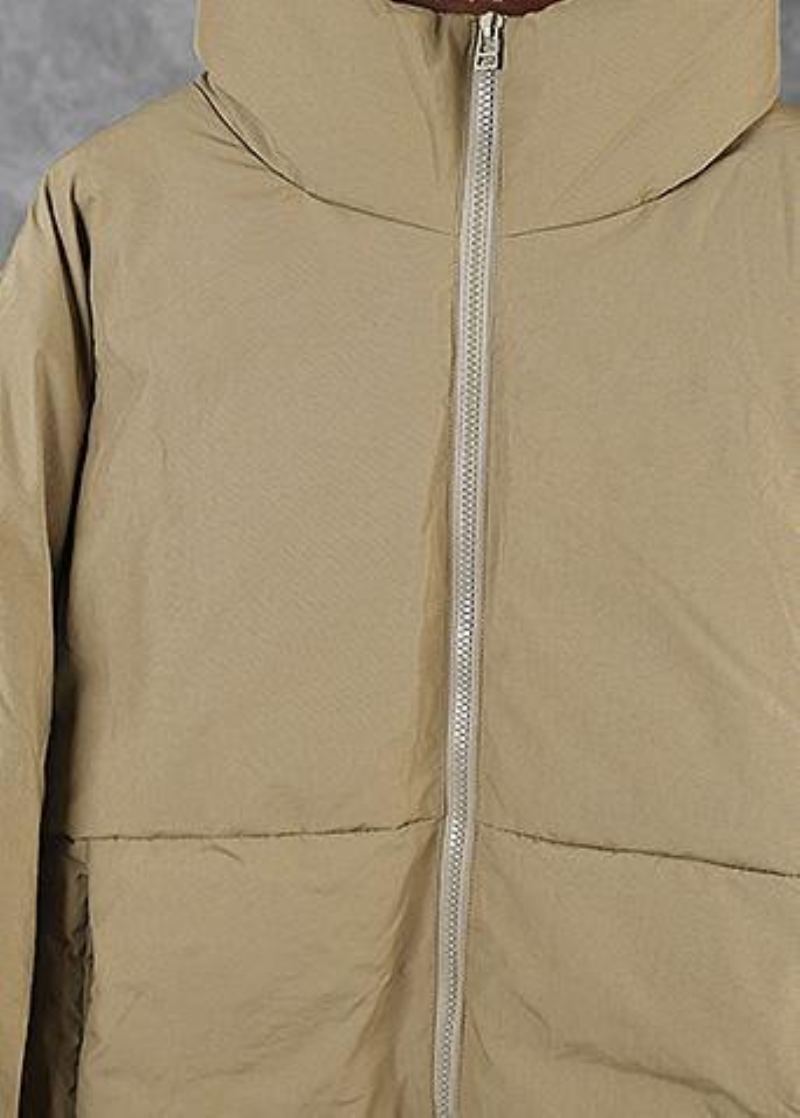 Manteau En Duvet Jaune Clair Pour Femme Vêtement D'hiver Grande Taille Col Montant Parka Épaisse Et Fine Vêtements D'extérieur - Doudounes femmes