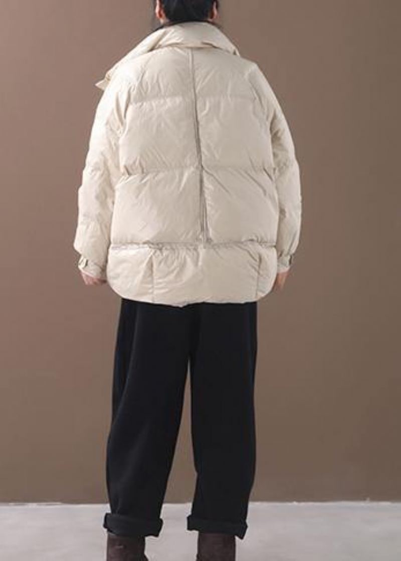 Manteau En Duvet D'oie Blanche Vêtements Grande Taille Vestes De Neige Deux Poches Manteaux À Col Montant - Doudounes femmes