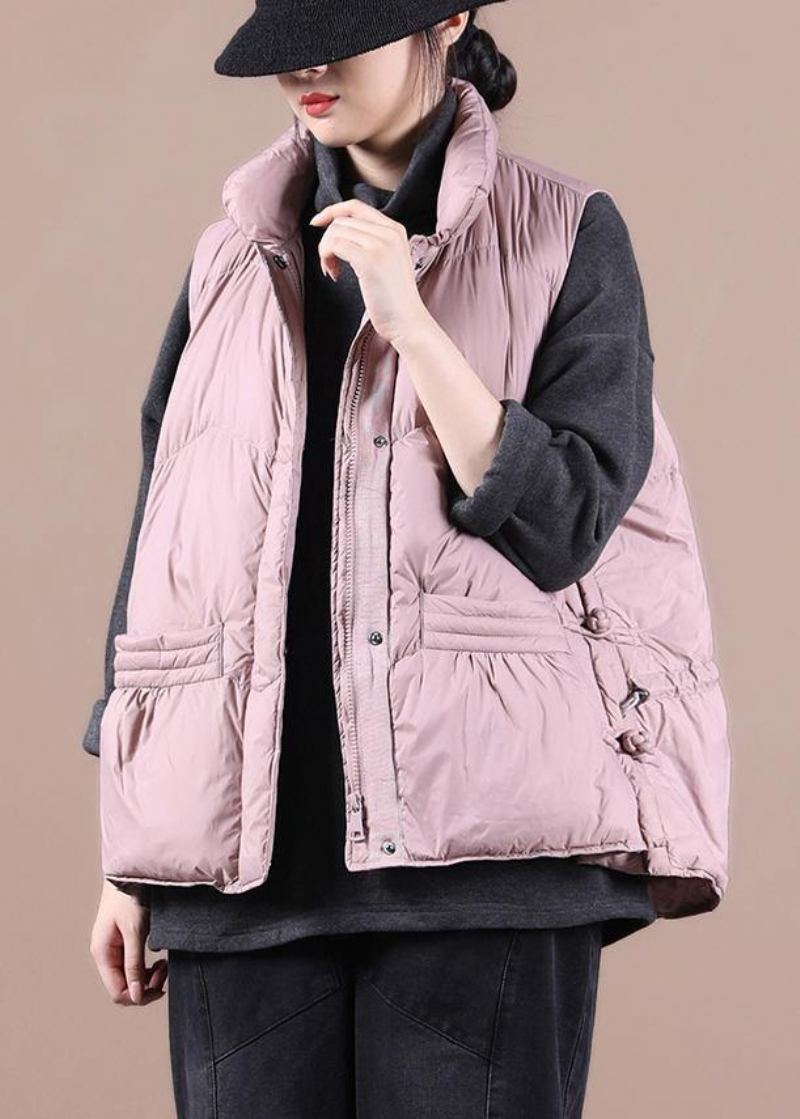 Manteau En Duvet Rose Chaud Pour Femme Parka Ample À Col Montant Vestes À Fermeture Éclair Hiver - Doudounes femmes