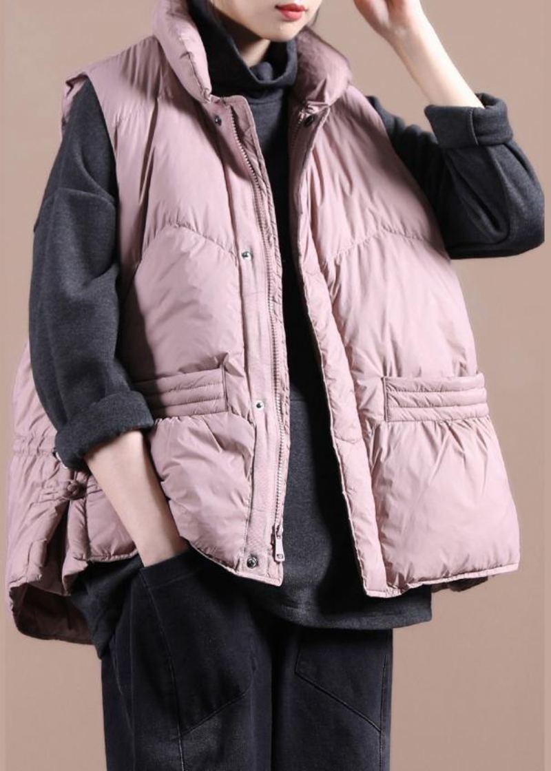 Manteau En Duvet Rose Chaud Pour Femme Parka Ample À Col Montant Vestes À Fermeture Éclair Hiver - Doudounes femmes