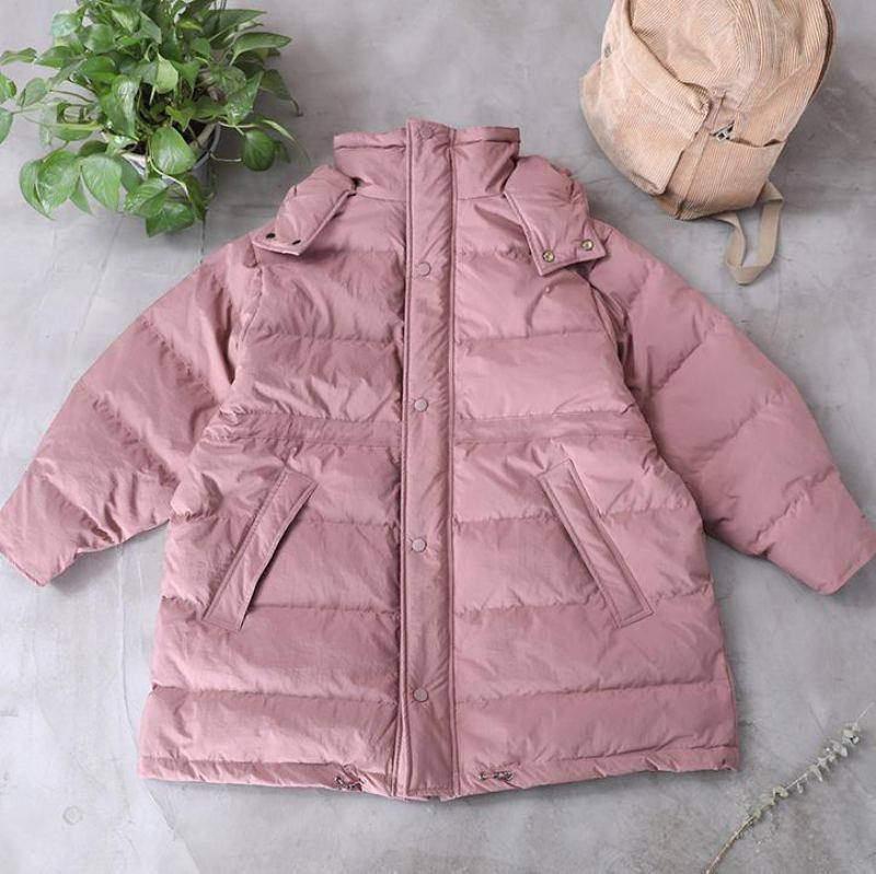 Manteau En Duvet Rose Pour Femme Veste De Neige Grande Taille Poches À Capuche Pardessus Hiver 2024 - Rose