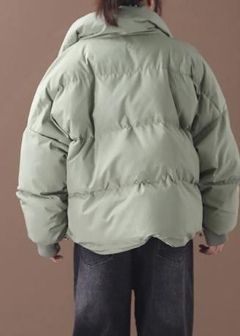 Manteau En Duvet Vert Décontracté Doudoune Tendance Grande Taille Deux Poches Col Montant Vestes D'hiver - Doudounes femmes