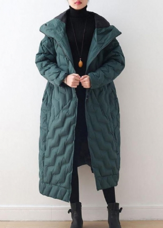 Manteau En Duvet Vert Hiver Veste D'hiver À Capuche Surdimensionnée Asymétrique Vêtements D'extérieur Chauds