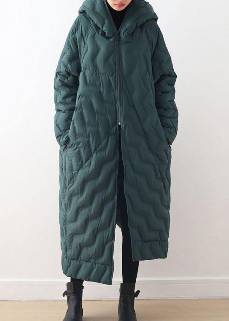 Manteau En Duvet Vert Hiver Veste D'hiver À Capuche Surdimensionnée Asymétrique Vêtements D'extérieur Chauds - Jaune