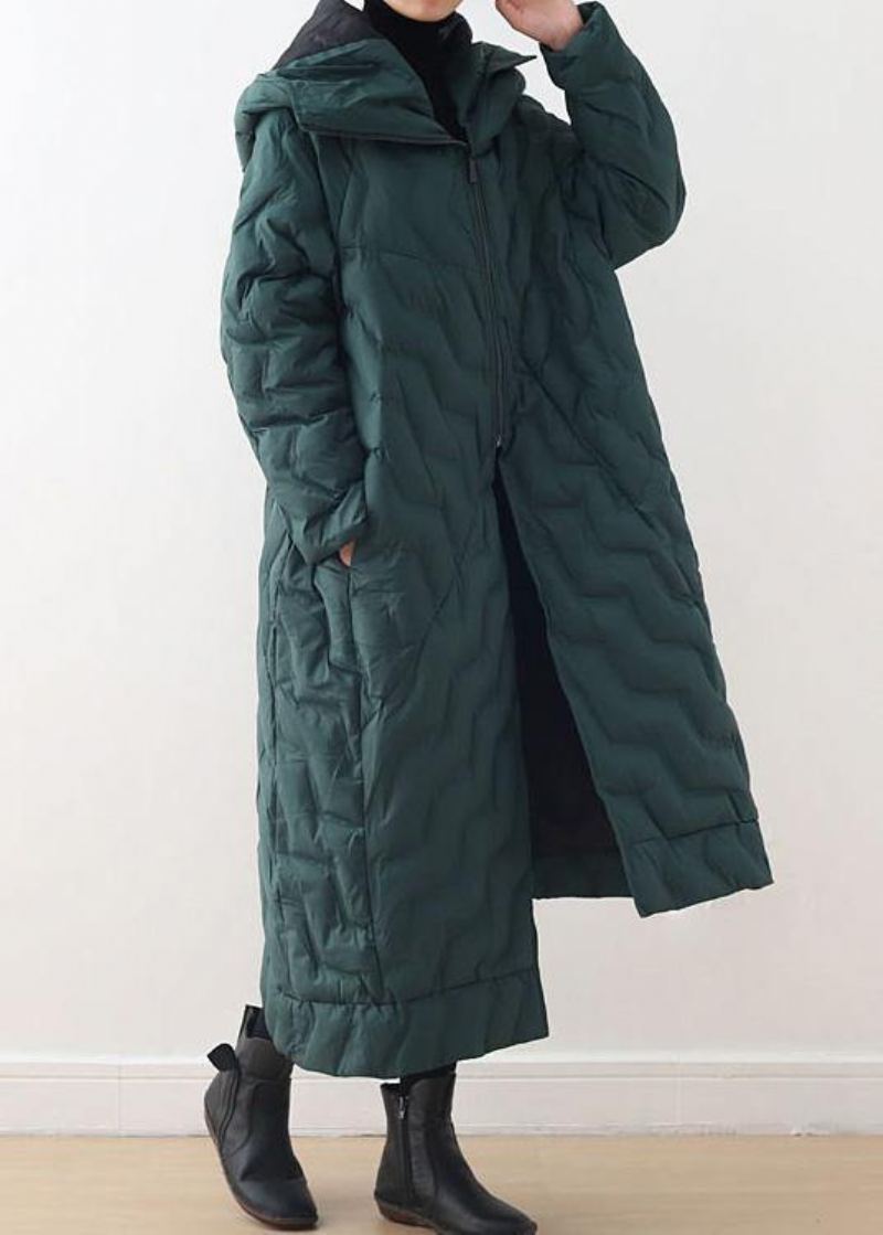 Manteau En Duvet Vert Hiver Veste D'hiver À Capuche Surdimensionnée Asymétrique Vêtements D'extérieur Chauds - Jaune