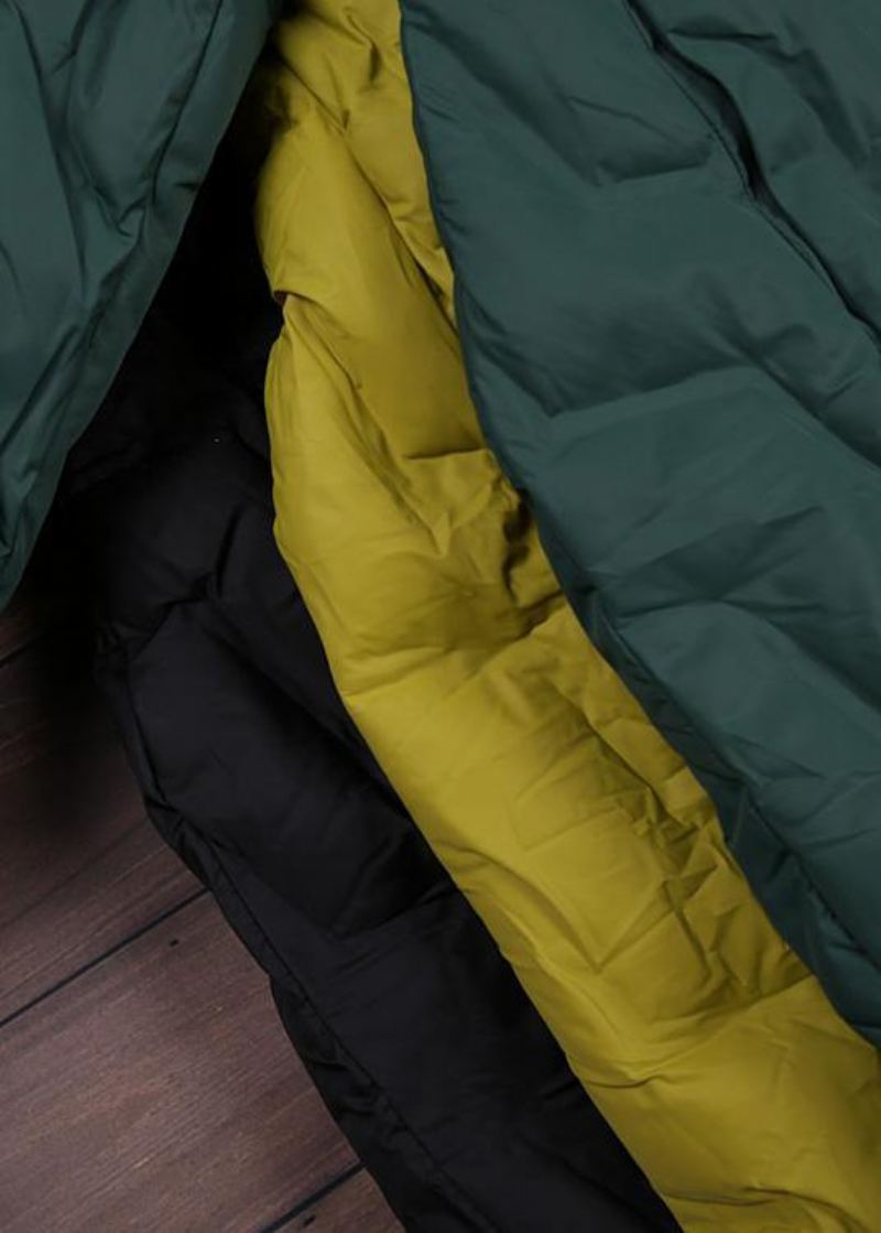 Manteau En Duvet Vert Hiver Veste D'hiver À Capuche Surdimensionnée Asymétrique Vêtements D'extérieur Chauds - Jaune