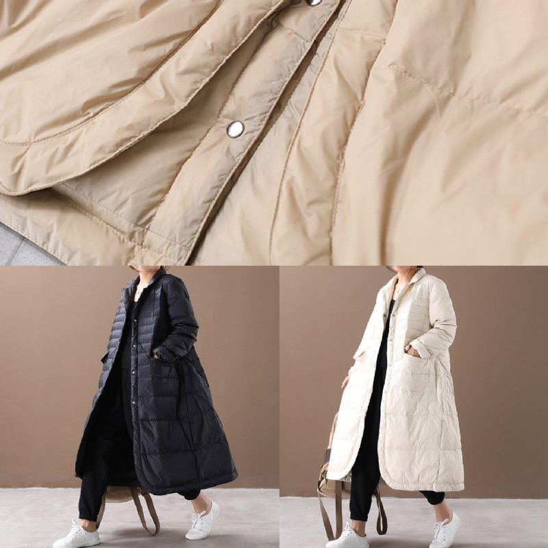 Manteau D'hiver Chaud Blanc Pour Femme Grande Taille Poches Crantées Vêtements D'extérieur - Doudounes femmes