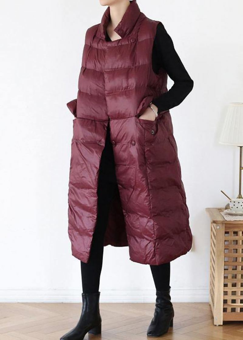 Manteau D'hiver Chaud Épais De Grande Taille Col Montant Manteaux Bordeaux Parkas Sans Manches Pour Femmes - Jaune Vert