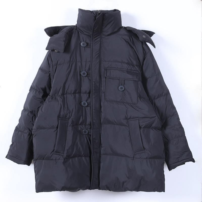 Manteau D'hiver Chaud Noir Pour Femme Doudoune Grande Taille À Capuche Avec Fermeture Éclair - Noir