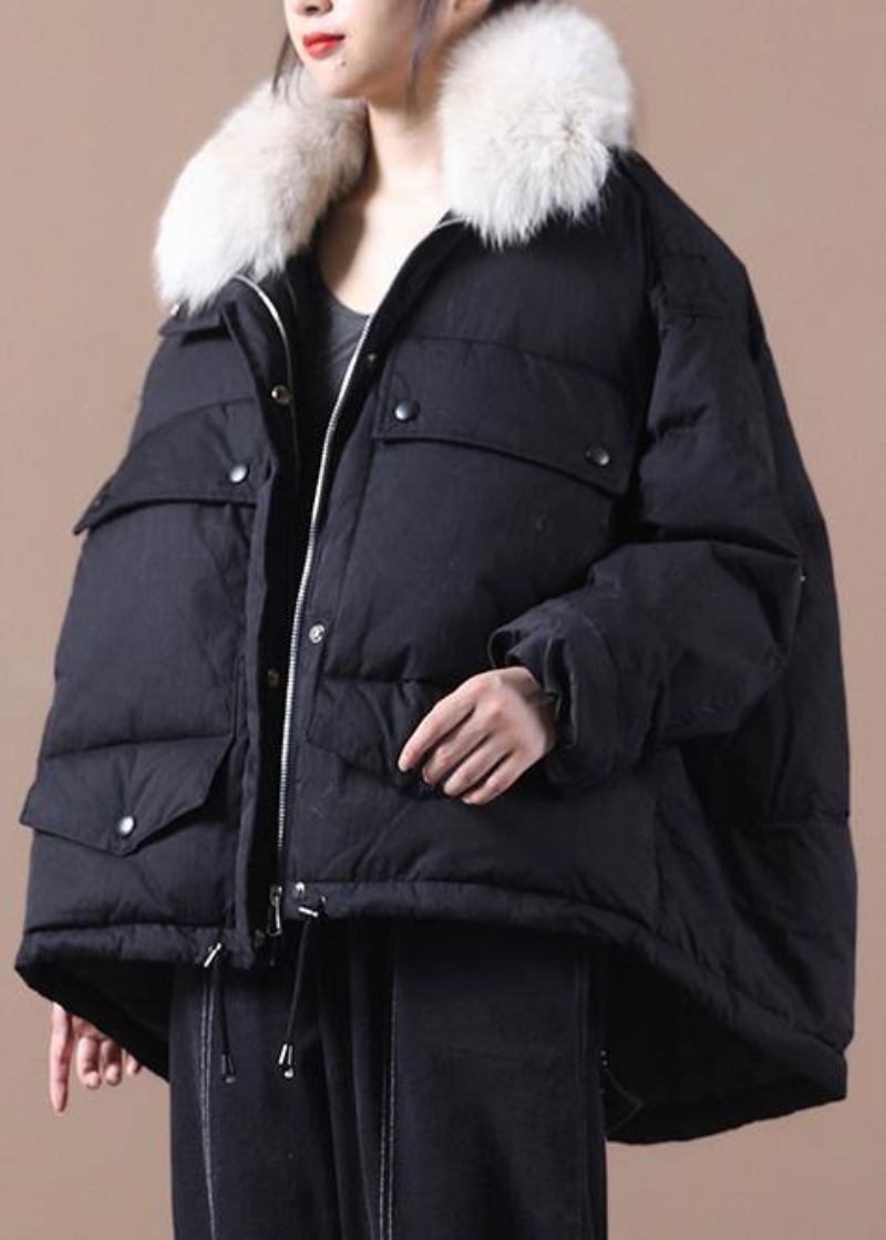 Manteau D'hiver Chaud Noir Pour Femme Parka Grande Taille Avec Col En Fausse Fourrure Manteaux Élégants Cordon De Serrage